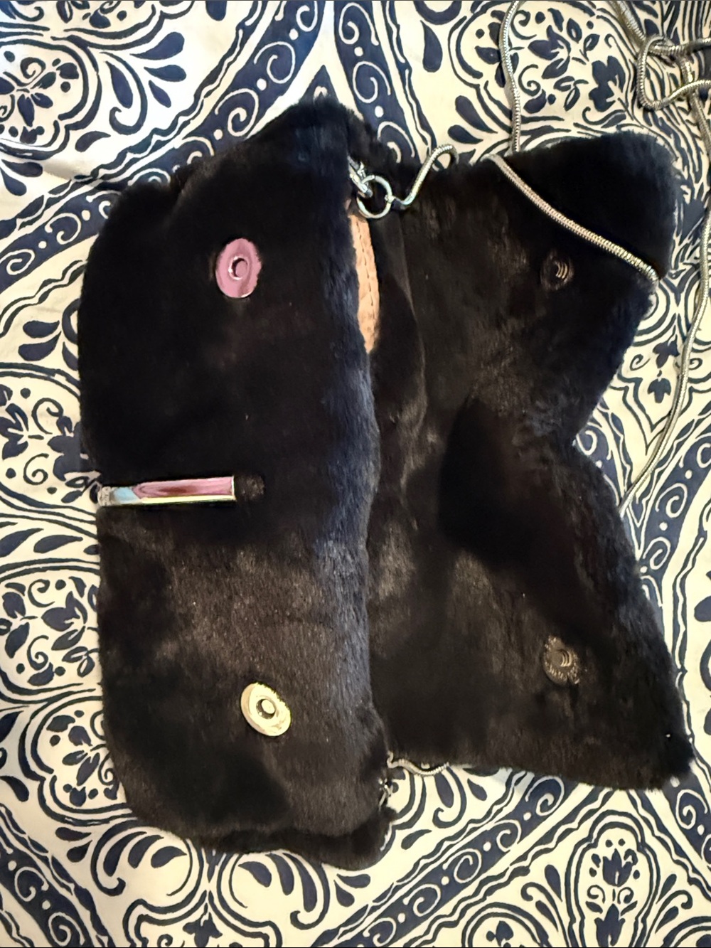 Kids Black Faux Fur Crossbody Bag - Unbranded